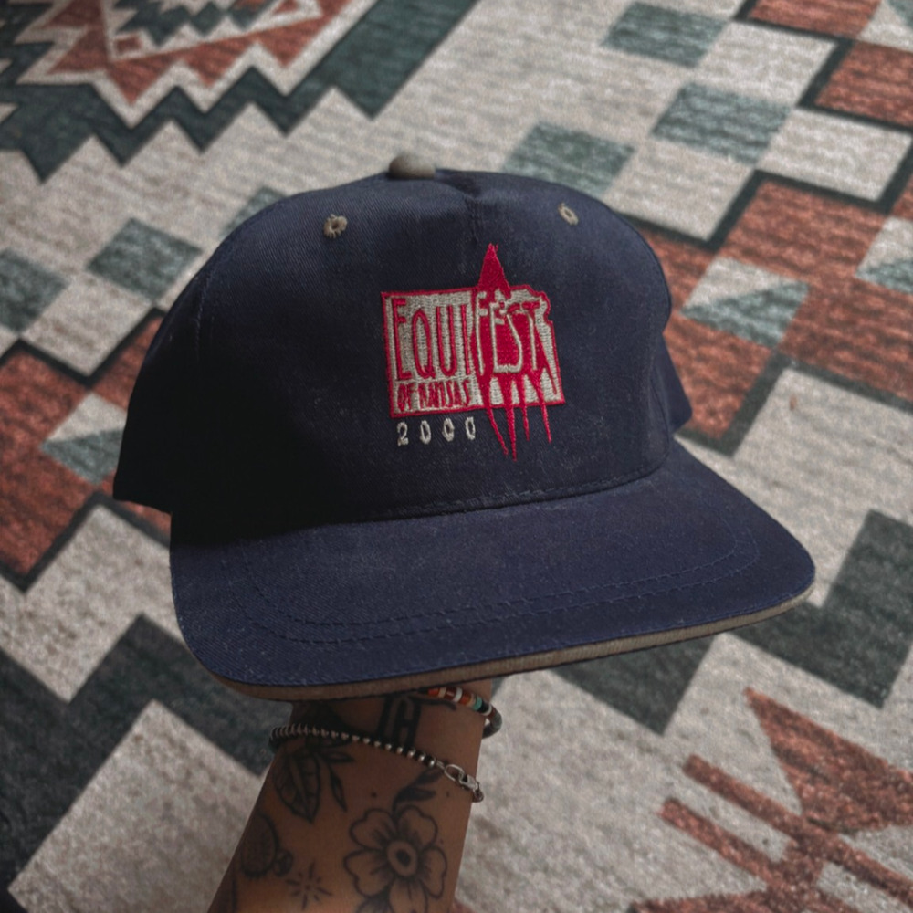 vintage blue/ red equifest kansas trucker hat cap equine horses